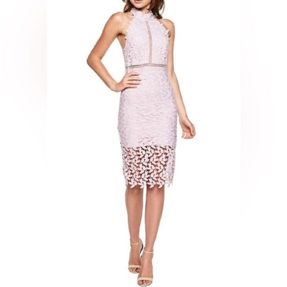 Bardot Lace Halter Dress in Lavender Size 8